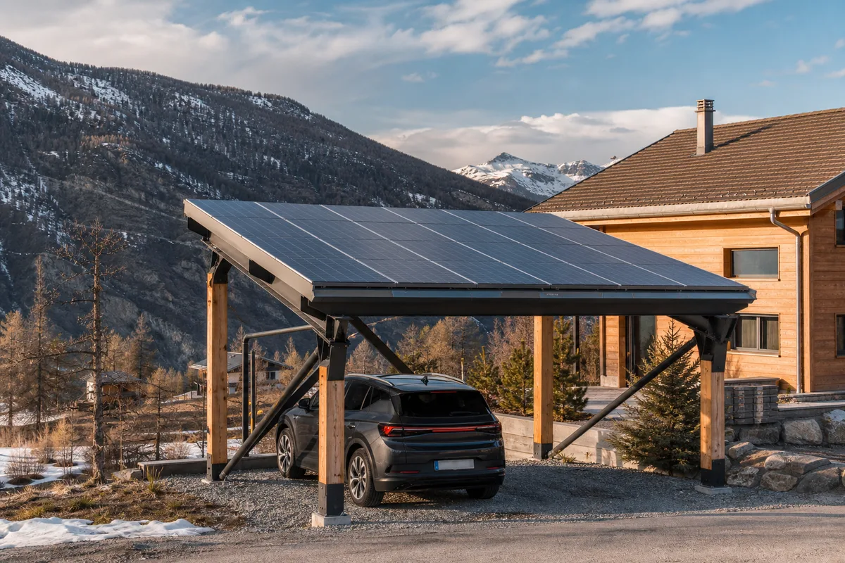 Carport solaire à Saint-Chaffrey